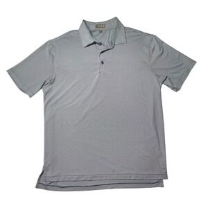 Peter Millar Men's XL Striped Polo Shirt Blue & White Breathable Stretch Fabric